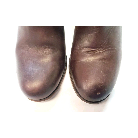 Frye Womens 11 Brown Ankle Boots Malorie Leather Bootie Stacked Heel Buckle - Picture 7 of 11